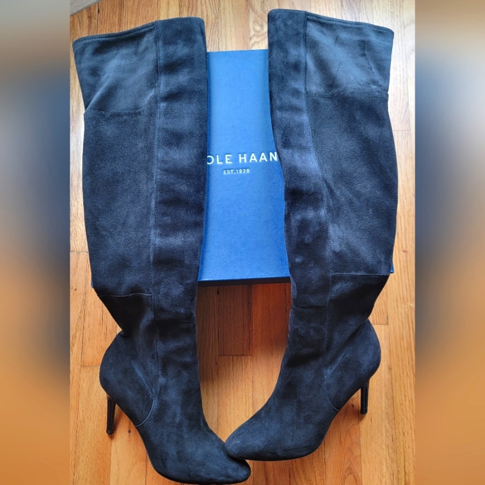 Cole Haan Emilee OTK black suede boots, size 7